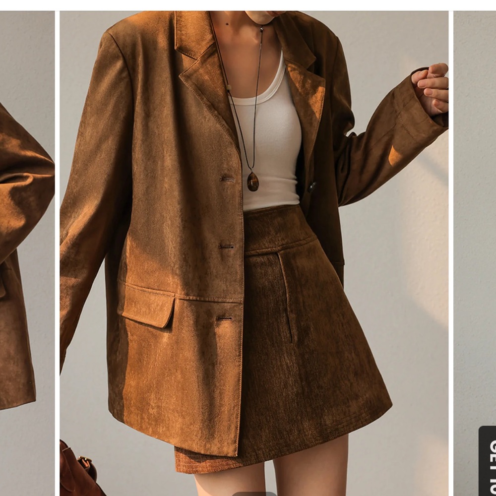 Brown Suede Blazer for Women - Picture 3 of 10